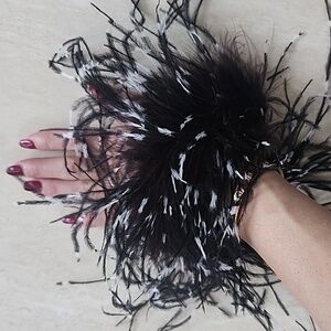 Feather Choker And Feather Bracelets Set